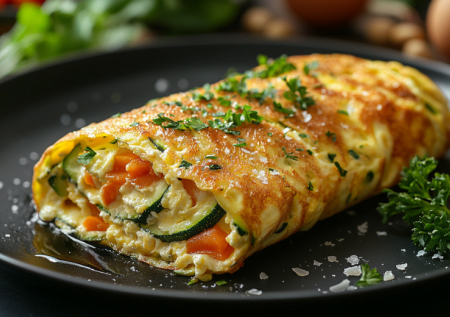 Завтрак за 10 минут! Кабачковый омлет-рулет! Просто, вкусно и необычно