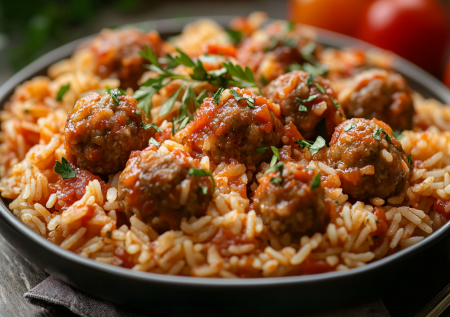 Спасет, когда нужно быстро приготовить сытный ужин: рис с мясными шариками