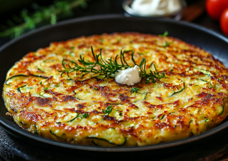 Завтрак за 5 минут! Кабачковый блин-лепешка на сковороде — просто и вкусно