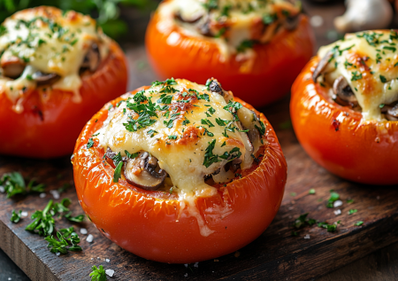 Фаршированный помидор с сыром и грибами! Просто, вкусно и необычно!