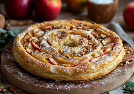 Вертута с яблоками и корицей! Сочная и нежная выпечка из готового теста!