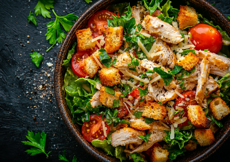 Салат с копченой курицей и сухариками: вкусное сочетание простых продуктов
