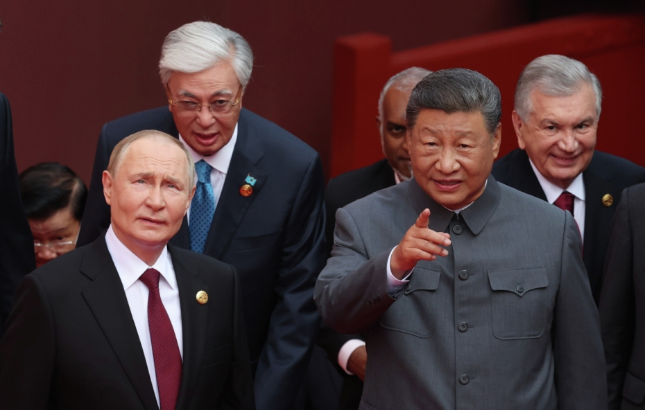 Владимир Путин, Си Цзиньпин на торжественном мероприятии по случаю 80-й годовщины Победы китайского народа в Войне сопротивления Японии и окончания Второй мировой войны