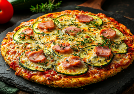 Пиццу из кабачка обожает вся семья! Некалорийный вариант с вкусной начинкой
