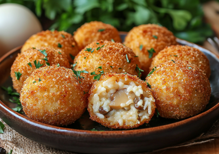 Аранчини с грибами и моцареллой! Вкусные итальянские шарики за 15 минут