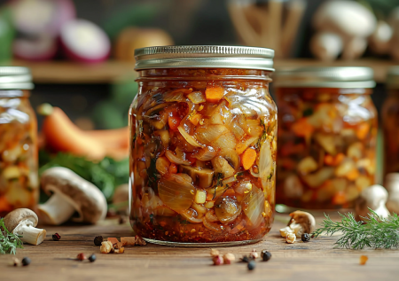 Салат из жареных лесных грибов с луком и морковью: мариную на зиму банками