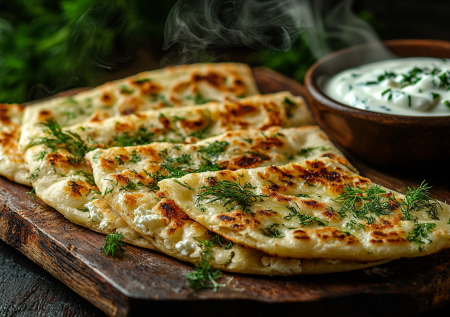 Тонкие и хрустящие кутабы с творогом и зеленью! Вкусный завтрак за 12 минут