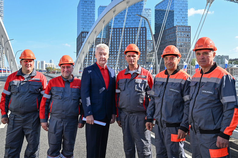 Сергей Собянин на открытии нового моста Академика Королева через Москву-реку