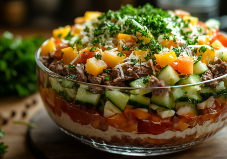 Салат «Самый вкусный» с говядиной и овощами: станет звездой любого стола