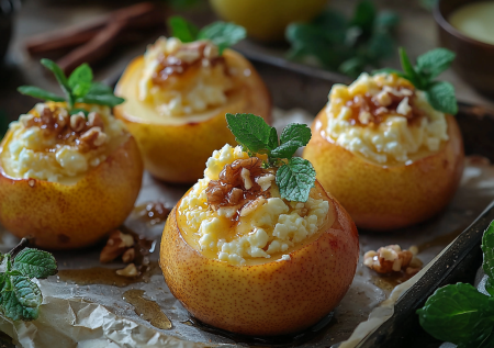 Запеченные груши в творожной шапке! Нежная вкуснятина на завтрак и перекус!