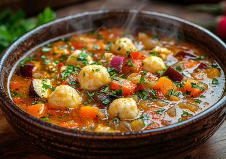 Болгарский суп с баклажанами и сырными шариками: очень вкусный и необычный