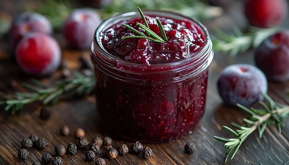 Варенье из слив с розмарином и черным перцем