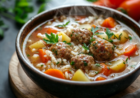 Быстрый суп с фрикадельками и рисом — вкусное блюдо для всей семьи