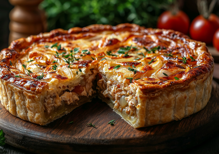 Готовлю этот пирог вместо ужина — семья наедается до отвала: вкуснятина с курицей на заливном тесте