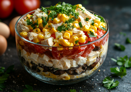 Решил повторить салат из детства, и теперь не оторваться — вкуснющий «Ералаш» из простых ингредиентов