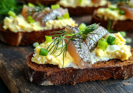 Тартинки из черного хлеба с сельдью: вкуснейшая закуска за 15 минут