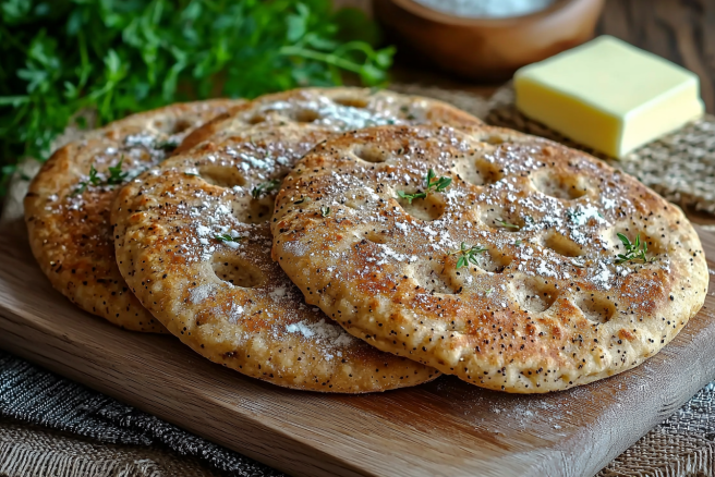Деревенские ржаные лепешки с травами