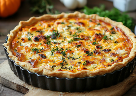 Киш с тыквой, курицей и сыром: изысканная выпечка для всей семьи!