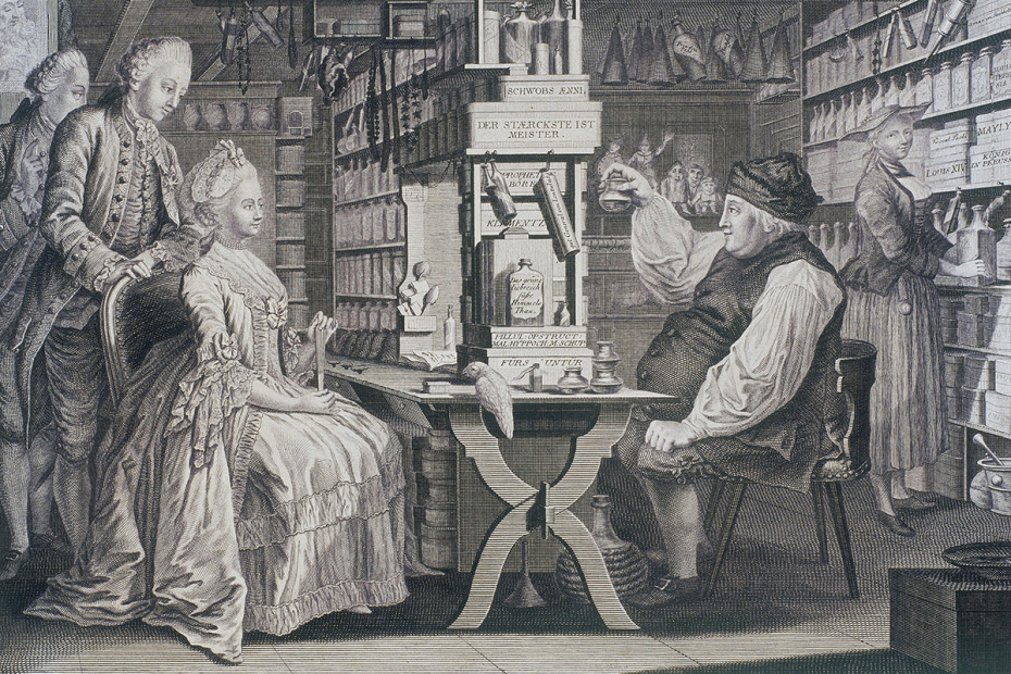 Гравюра «Сельская аптека», 1774 год