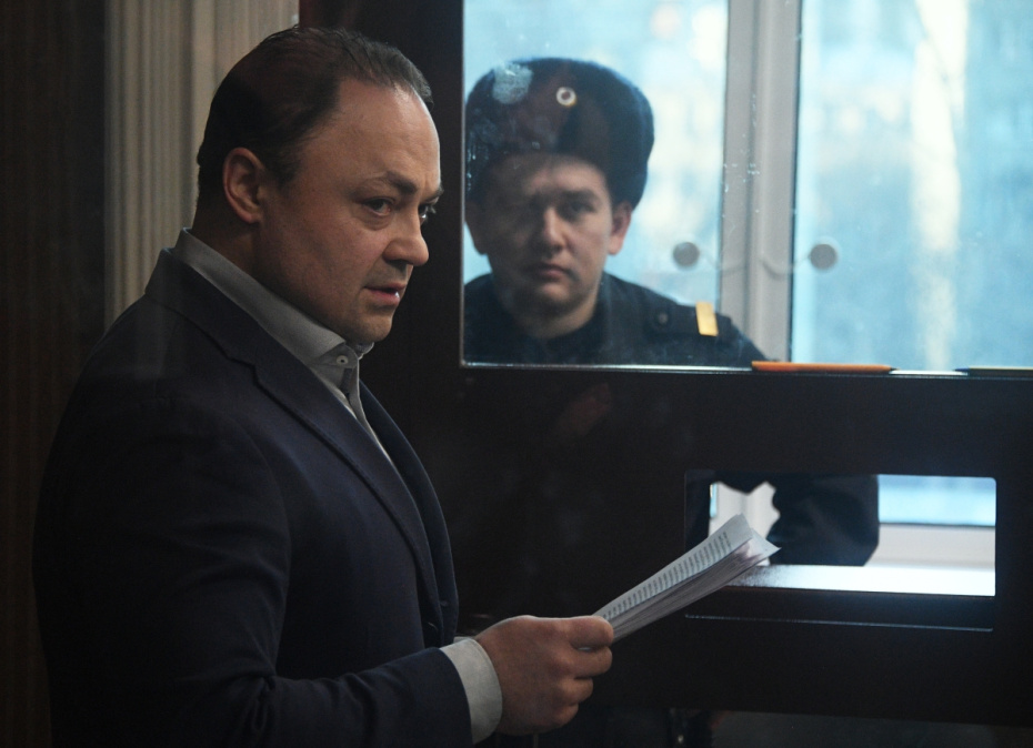 Бывший мэр Владивостока Игорь Пушкарев, обвиняемый во взяточничестве, во время заседания в Тверском суде Москвы