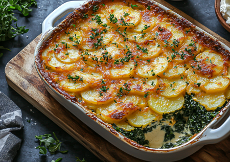 Болгарская мусака из картофеля и шпината! Сытный и вкусный ужин на одном противне