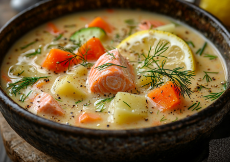 Уха по-фински из обрезков красной рыбы: вкусный сливочный суп с кабачком