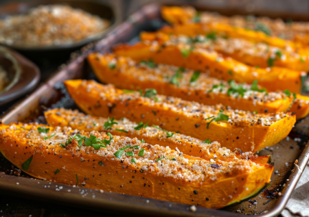 Тыквенные дольки в сырной корочке — попробуй осень на вкус! Готовятся просто и легко!