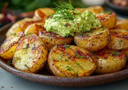 Запечённый картофель с авокадным соусом: так вкусно — никакого мяса не надо