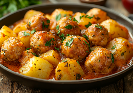 Тушеная картошка с куриными фрикадельками: простой рецепт самой вкусной еды
