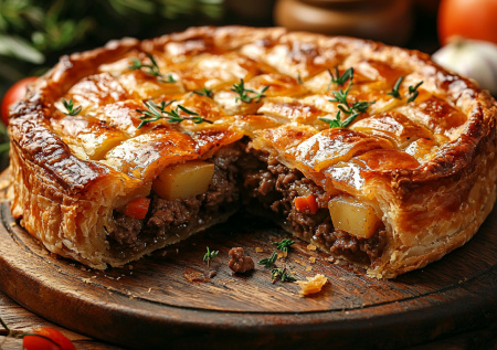 Татарский пирог кубете с мясом и картошкой — сочный и хрустящий!