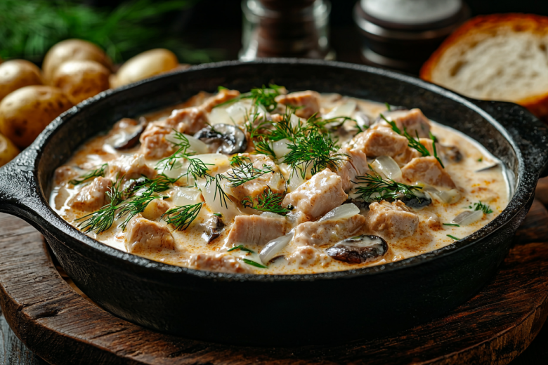 Белорусская кухня: сметанная мачанка с грибами