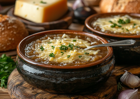 Французский луковый суп без лишних хлопот: из лука, сыра и хлеба