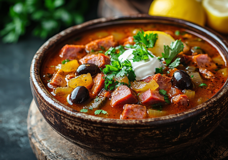 Солянка с копченостями сборная: вкусный суп без долгой варки бульона