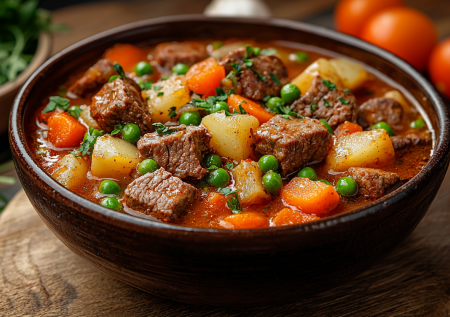 Жаркое с мясом, овощами и горошком: классическое блюдо русской кухни