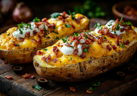 Картофельные лодочки с двойным сыром и беконом: картошка получается просто обалденной