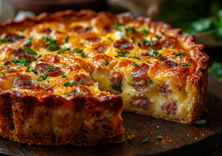 Пирог с колбасой на кефире: вкусная выпечка для домашнего чаепития
