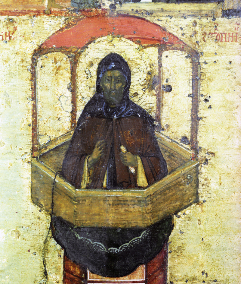 Икона «Святой Симеон Столпник с житием». Фрагмент. XVI век