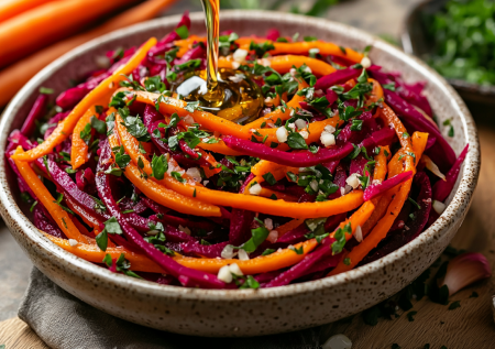 Этот салат вкуснее моркови по-корейски: вкуснятина из сырой свеклы и уксусно-чесночной заправки