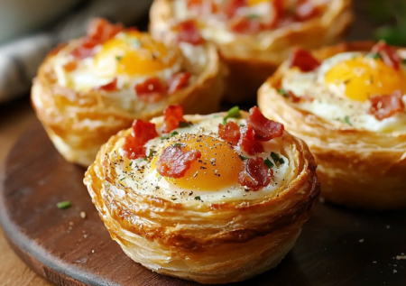 Обалденный хит на завтрак! Слоеные чашечки с ветчиной и сыром — вкусно и просто