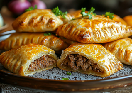 Бурятские полумесяцы хушуур. Золотистые пирожки с сочным мясом и бульоном внутри!