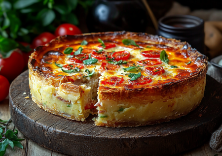 Открытый мясной пирог с картофельным тестом: европейская классика
