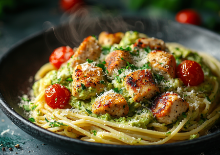 Макароны с авокадо и курицей: вкус просто огонь! Простой рецепт правильной еды