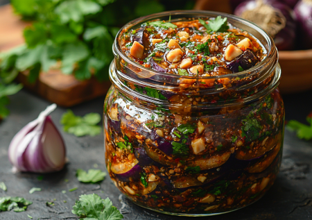 С такой закуской — и в пир, и в мир: баклажаны по-грузински с ореховой заправкой