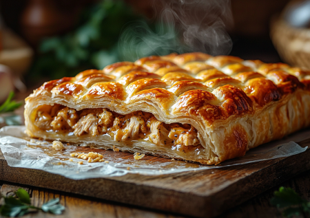 Куриный пирог из слоеного теста: вкуснейший рецепт на скорую руку