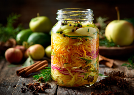 Пикантная маринованная капуста с яблоками и гвоздикой