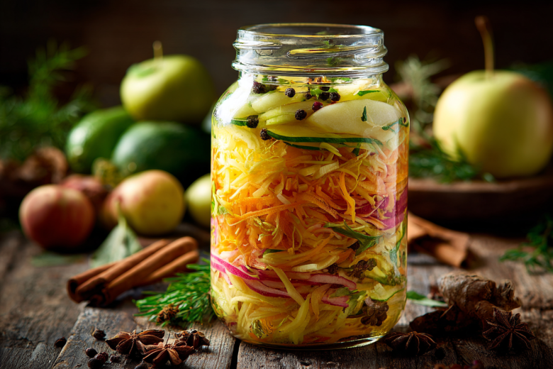 Пикантная маринованная капуста с яблоками и гвоздикой