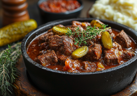 Такого еще не пробовали: гуляш из свинины по-чешски — мясо очень сочное