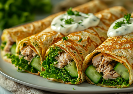 Рулетики-блинчики с начинкой из тунца и огурца: вкусный рецепт правильной еды
