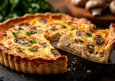 Если при похудении хочется чего-то вкусного, готовлю этот киш с курицей: 140 ккал на 100 г