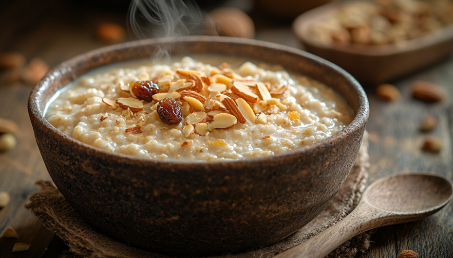Шотландская овсянка с виски, миндалем и изюмом